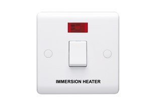 20A 1 Gang Double Pole Control Switch With Neon Indicator Printed 'Immersion Heater'