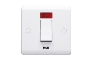 45A 1 Gang Double Pole Control Switch With Neon Indicator Printed 'Hob'