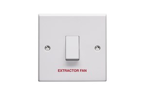 10AX 1 Gang 2 Way Single Pole Plate Switch Printed 'Extractor Fan'