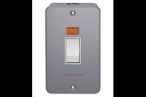 50A 2 Gang Double Pole Control Metalclad Switch With Neon Printed 'Water Heater'