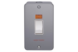 50A 2 Gang Double Pole Control Metalclad Switch With Neon Printed 'Water Heater'