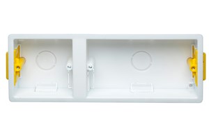 Dual Accessory (Single Gang + Double Gang) Dry Lining Installation Box with Adjustable Lugs 35mm