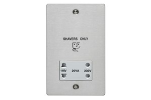 20VA Dual Voltage Shaver Supply Unit White Interior Stainless Steel Finish