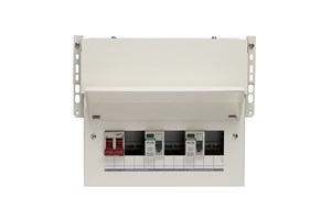 6 Way High Integrity Meter Cabinet Consumer Unit 100A Main Switch +2, 80A 30mA RCD +2, 80A 30mA RCD +2