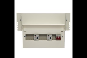 10 Way High Integrity Meter Cabinet Consumer Unit 100A Main Switch +2, 80A 30mA RCD +4, 80A 30mA RCD +4