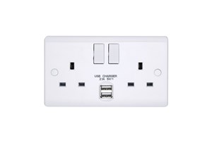 13A 2 Gang Double Pole Switched Socket With Dual 2.1A USB s