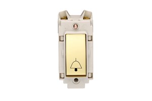 10A Retractive Switch Printed 'Bell Symbol' Polished Brass Finish Rocker