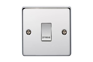 1 Gang Retractive Switch Printed 'Press' With Metal Rocker Highly Polished Chrome Finish Rocker