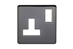 13A 1 Gang Double Pole Switched Socket Plate Black Nickel Finish