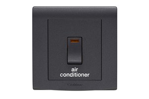 32A Double Pole Control Switch With Neon Printed 'Air Conditioner' Black Finish