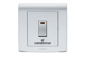 32A Double Pole Control Switch With Neon Printed 'Air Conditioner' Silver Finish