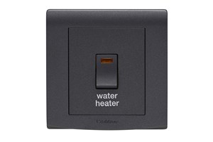 20A Double Pole Switch & Neon Printed 'Water Heater' Black Finish