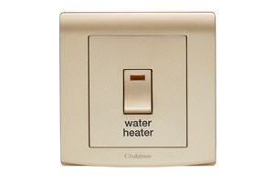 20A Double Pole Switch & Neon Printed 'Water Heater' Gold Finish
