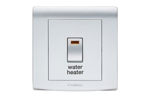 20A Double Pole Switch & Neon Printed 'Water Heater' Silver Finish