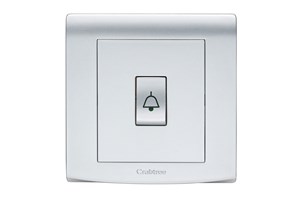 10A 1 Gang 1 Way Retractive Switch Printed 'Bell Symbol' Silver Finish