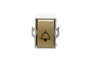 10A 1 Way Retractive Grid Switch Printed 'Bell Symbol' Gold Finish