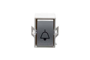 10A 1 Way Retractive Grid Switch Printed 'Bell Symbol' Silver Finish