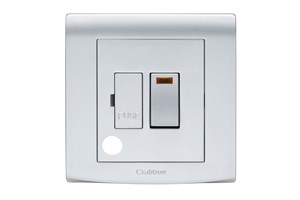 13A Double Pole Switched Fused Connection Unit with Flex Outlet & Neon Silver Finish