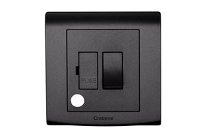 13A Double Pole Switched Fused Connection Unit with Flex Outlet Black Finish