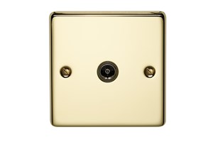 1 Gang 1 Way Direct Connection Coaxial Socket Polished Brass Finish
