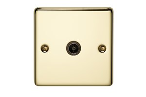 1 Gang 1 Way Isolated Coaxial Socket Polished Brass Finish