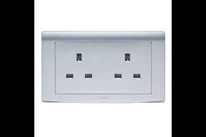 13A 2 Gang Unswitched Socket Silver Finish