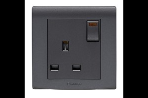 13A 1 Gang Switched Socket with Neon Black Finish