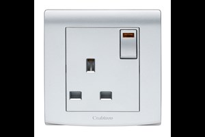 13A 1 Gang Switched Socket with Neon Silver Finish