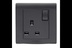 13A 1 Gang Double Pole Switched Socket Black Finish