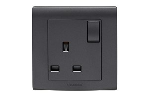13A 1 Gang Double Pole Switched Socket Black Finish