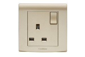 13A 1 Gang Double Pole Switched Socket Gold Finish