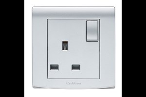 13A 1 Gang Double Pole Switched Socket Silver Finish
