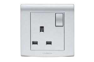 13A 1 Gang Double Pole Switched Socket Silver Finish