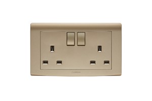 13A 2 Gang Double Pole Switched Socket Gold Finish