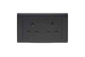 13A 2 Gang Unswitched Socket Black Finish