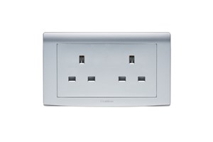 13A 2 Gang Unswitched Socket Silver Finish