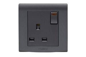 13A 1 Gang Switched Socket with Neon Black Finish