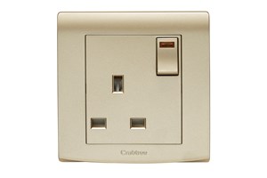 13A 1 Gang Switched Socket with Neon Gold Finish