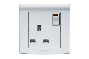 13A 1 Gang Switched Socket with Neon Silver Finish
