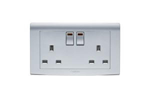 13A 2 Gang Switched Socket with Neon Silver Finish