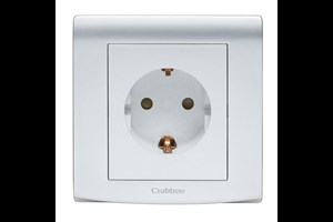 16A 1 Gang Unswitched Schuko Socket Silver Finish