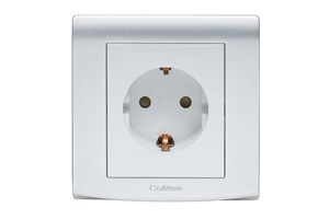 16A 1 Gang Unswitched Schuko Socket Silver Finish