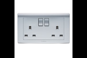 13A 2 Gang DP Switched Socket Silver Finish