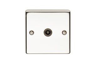 1 Gang 1 Way Direct Connection Coaxial Socket Polished Steel Finish