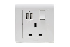 13A 1 Gang Switched Socket with USB Outlet (Total 2.1A)