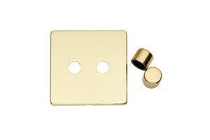 2 Gang Dimmer Plate Frame and Knob Polished Brass
