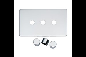 3 Gang Dimmer Plate Frame and Knob Highly Polished Chrome