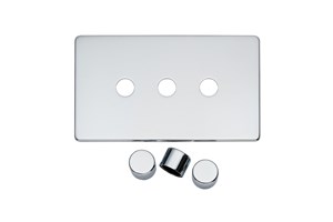 3 Gang Dimmer Plate Frame and Knob Highly Polished Chrome