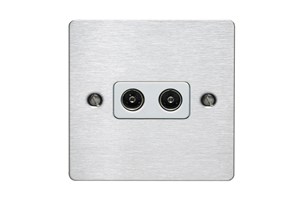 2 Gang Coaxial Socket Stainless Steel Finish