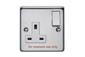 13A 1 Gang Single Pole Switched Socket Printed 'For Cleaners Use Only'